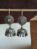 Elegant Oxidised Silver-Plated Jhumka Earrings with Ghungroo | Sarichka