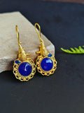 Gold-Plated Hook Earrings with Monalisa Stones & Hanging Elephant | Sarichka