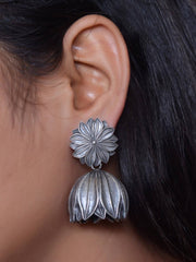 Floral  Oxidized Lotus Jhumka Earrings | Sarichka Fashion