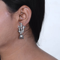 Brass Oxidized Premium Tree Design Jhumki Earring - Sarichka Fashion