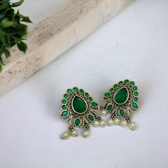 oxidised green stud earrings