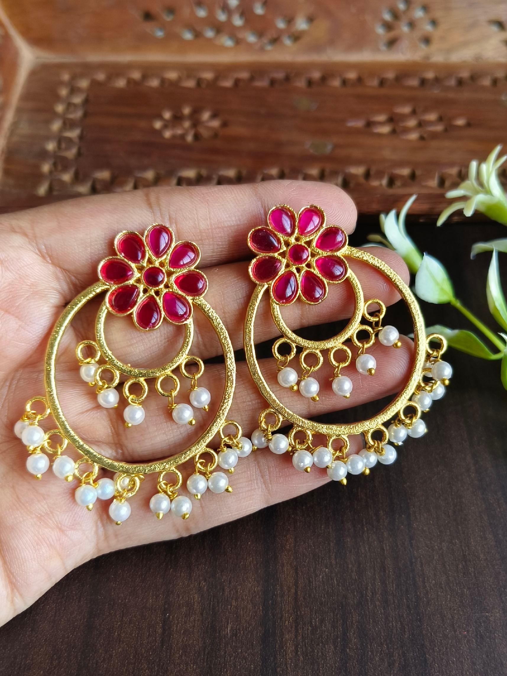 Look Like Chandwali Stud Earring With Pearl | Srichka