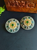 Dual-Tone Kundan Stud Earrings for Casual Wear | Sarichka