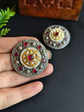 Dual-Tone Kundan Stud Earrings for Casual Wear | Sarichka