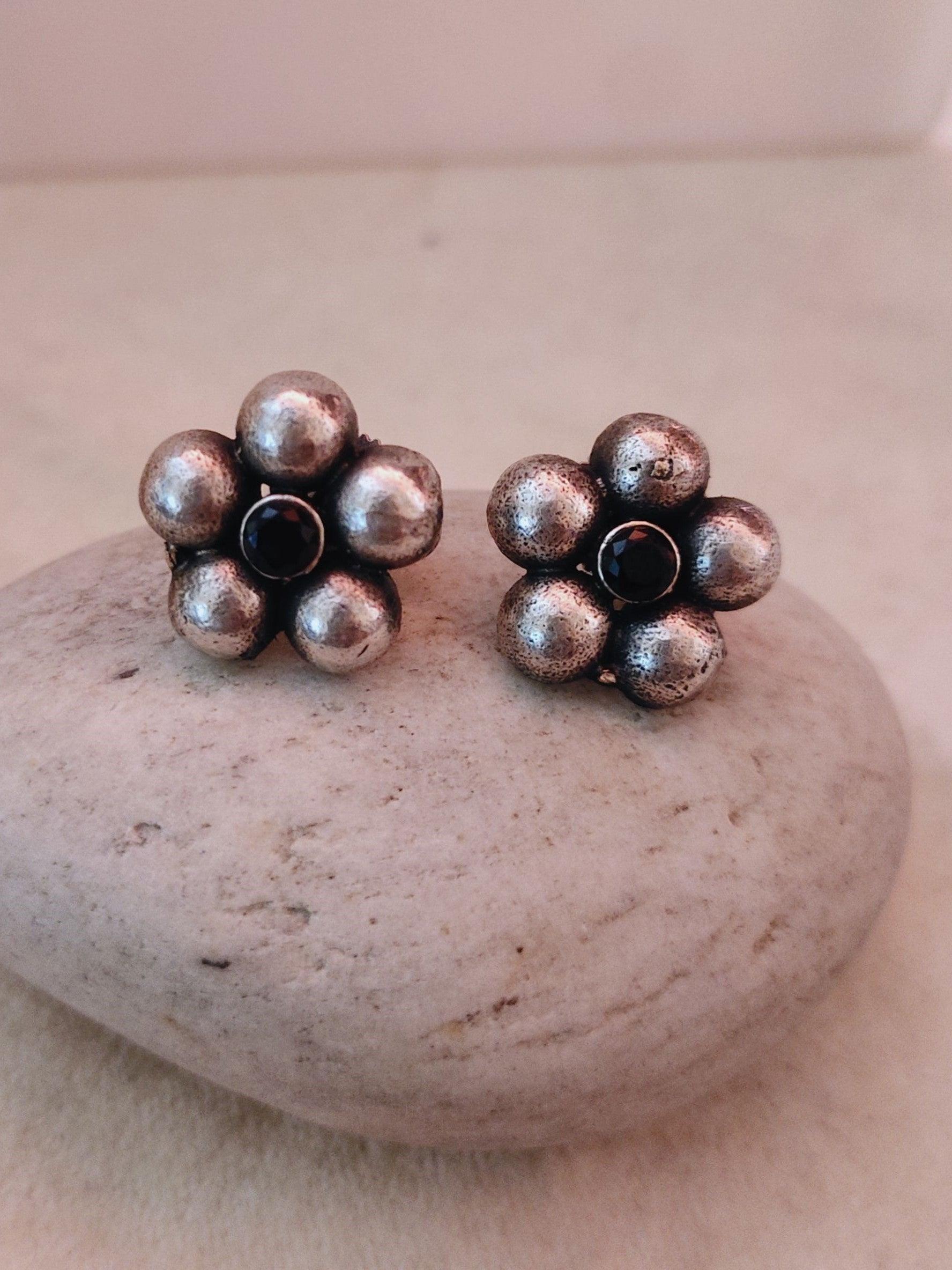 Silver Look-Alike Floral Stud Earrings for Daily Wear | Sarichka