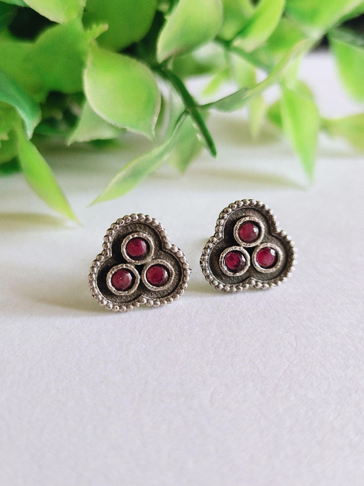 Silver-Tone Oxidised Studs for Casual & Daily Wear | Sarichka