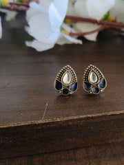 Enamel Stud with Polki Stone Earring | Sarichka