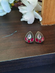 Enamel Stud with Polki Stone Earring | Sarichka