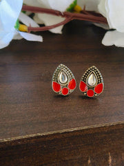 Enamel Stud with Polki Stone Earring | Sarichka