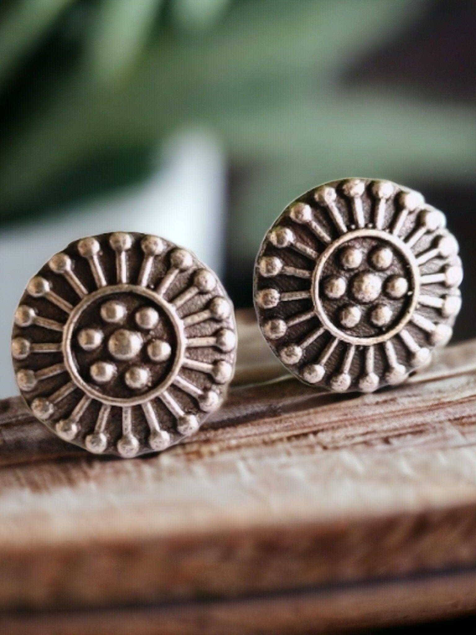 Premium Quality Oxidized Stud Earrings for Daily Wear - Sarichka