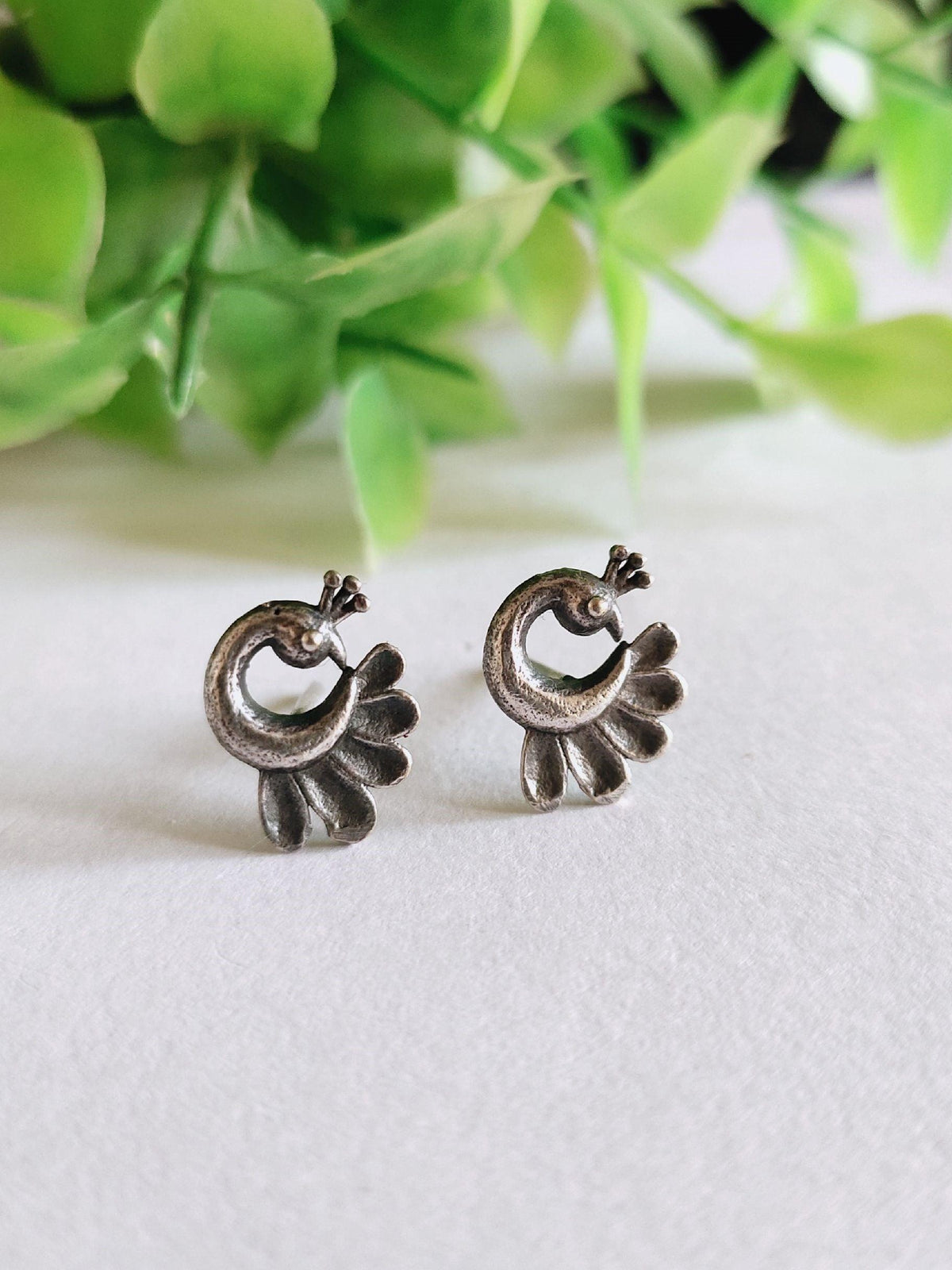 Silver-Plated Peacock Stud Earrings: Timeless Style for Every Day | Sarichka