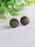 Oxidized Spiritual Mata Ji Stud Earrings - Shop Sarichka Fashion