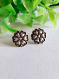 Oxidised Silver Floral Stud Earrings for Elegant, Everyday Charm | Sarichka