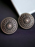 Oxidised Silver Round Stud Earrings for Timeless, Everyday Elegance | Sarichka