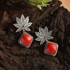 oxidised red earrings for sarees