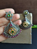 Elegant Dual-Tone Pachi Kundan Dangler Earrings for Special Occasions | Sarichka