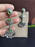 Oxidized Kundan Triple-Line Dangler Earrings | Sarichka