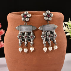 Antique Oxidised Meenakari Earrings | Sarichka