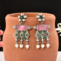 Antique Oxidised Meenakari Earrings | Sarichka