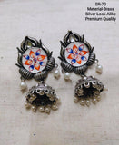 Round Shaped Enamel Jhumka Earring with Pearl | Sarichka