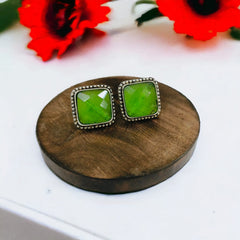 Oxidized 925 Silver Plated Stone Stud Earrings