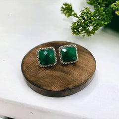Oxidized 925 Silver Plated Stone Stud Earrings