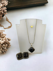Oxidized Monalisa Chain Pendant-set With Matching Earrings
