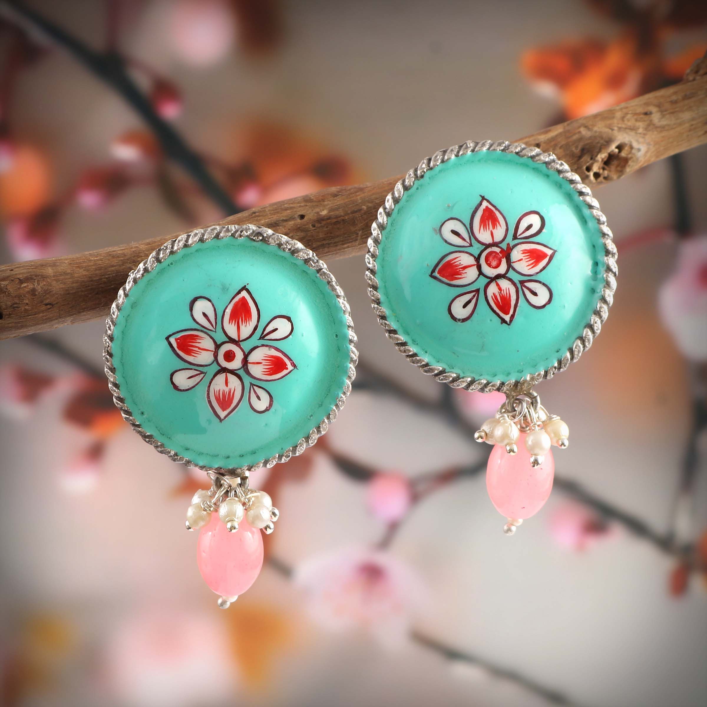 oxidised handpainted earrings