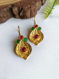 Brass Gold Finish Stone Hook Earrings for Festive Wear | Sarichka