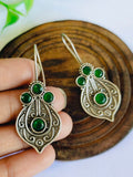 Silver Replica Leaf Hook Earrings with Stones for Casual Chic | Sarichka