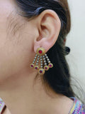 Dual Tone Silver Oxidized Stone Dangler Earrings – Elegant Design | Sarichka