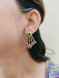 Dual Tone Silver Oxidized Stone Dangler Earrings – Elegant Design | Sarichka