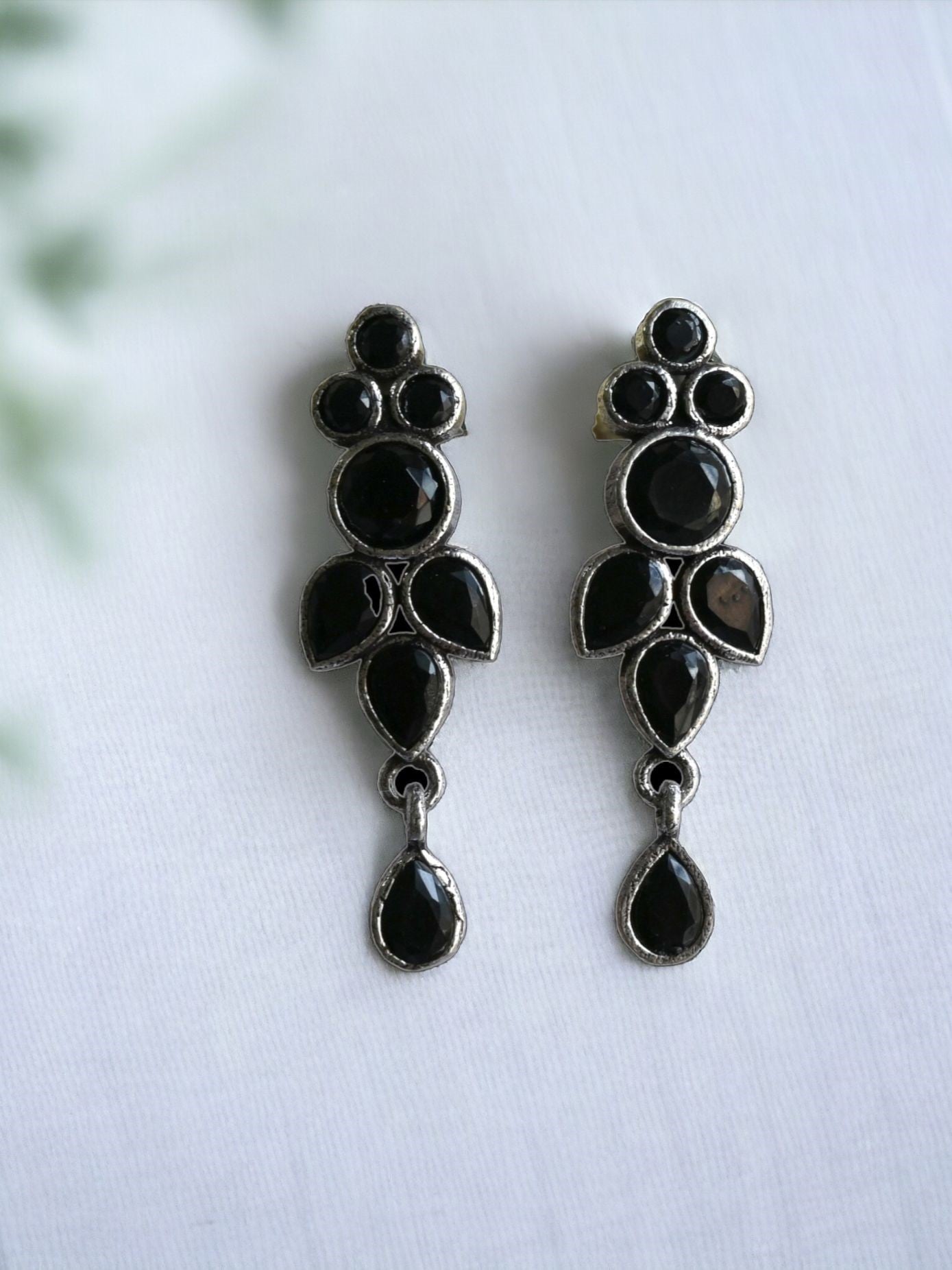 Oxidized Silver Stone Earrings for Everyday Elegance | Sarichka