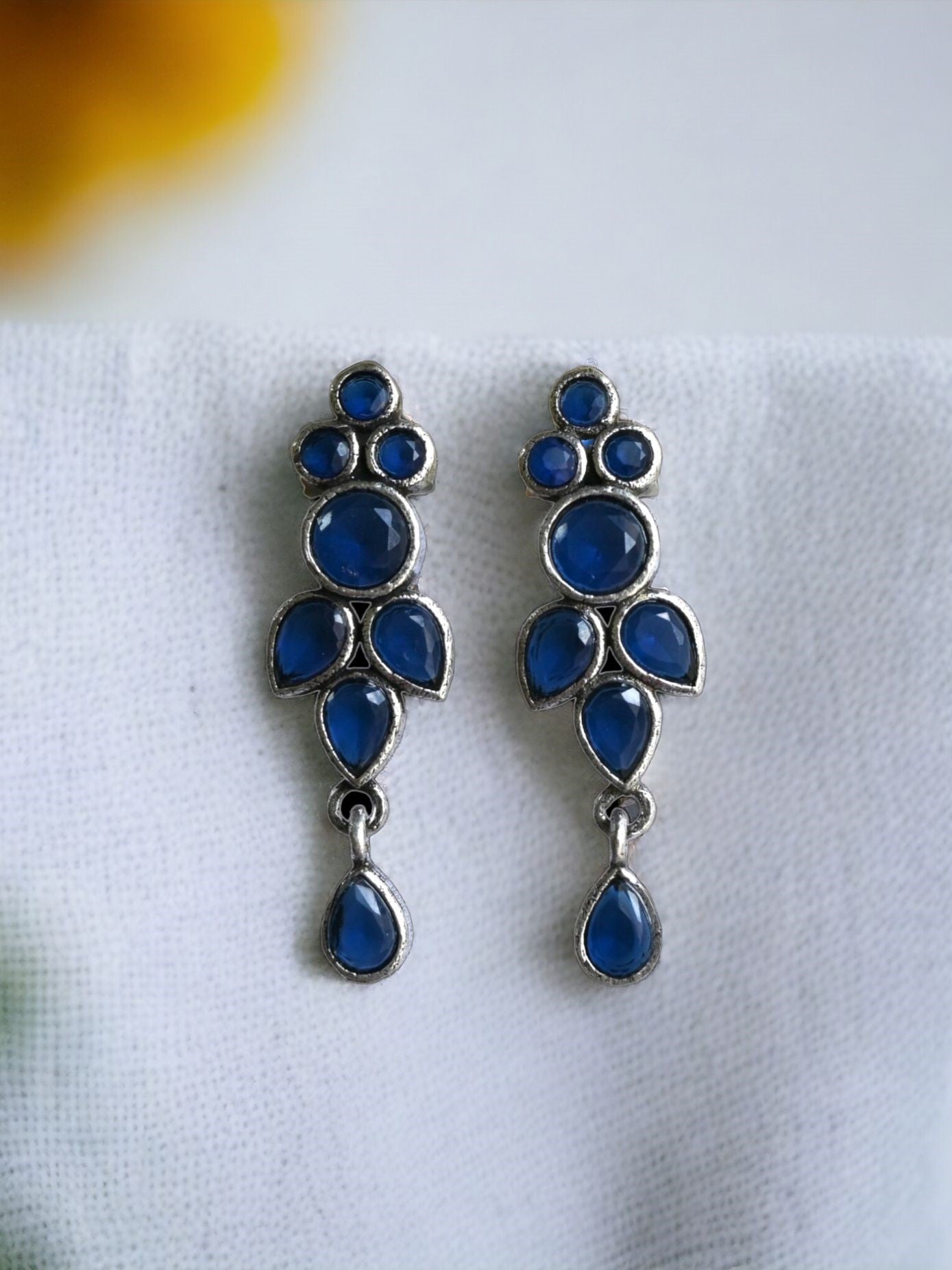 Oxidized Silver Stone Earrings for Everyday Elegance | Sarichka