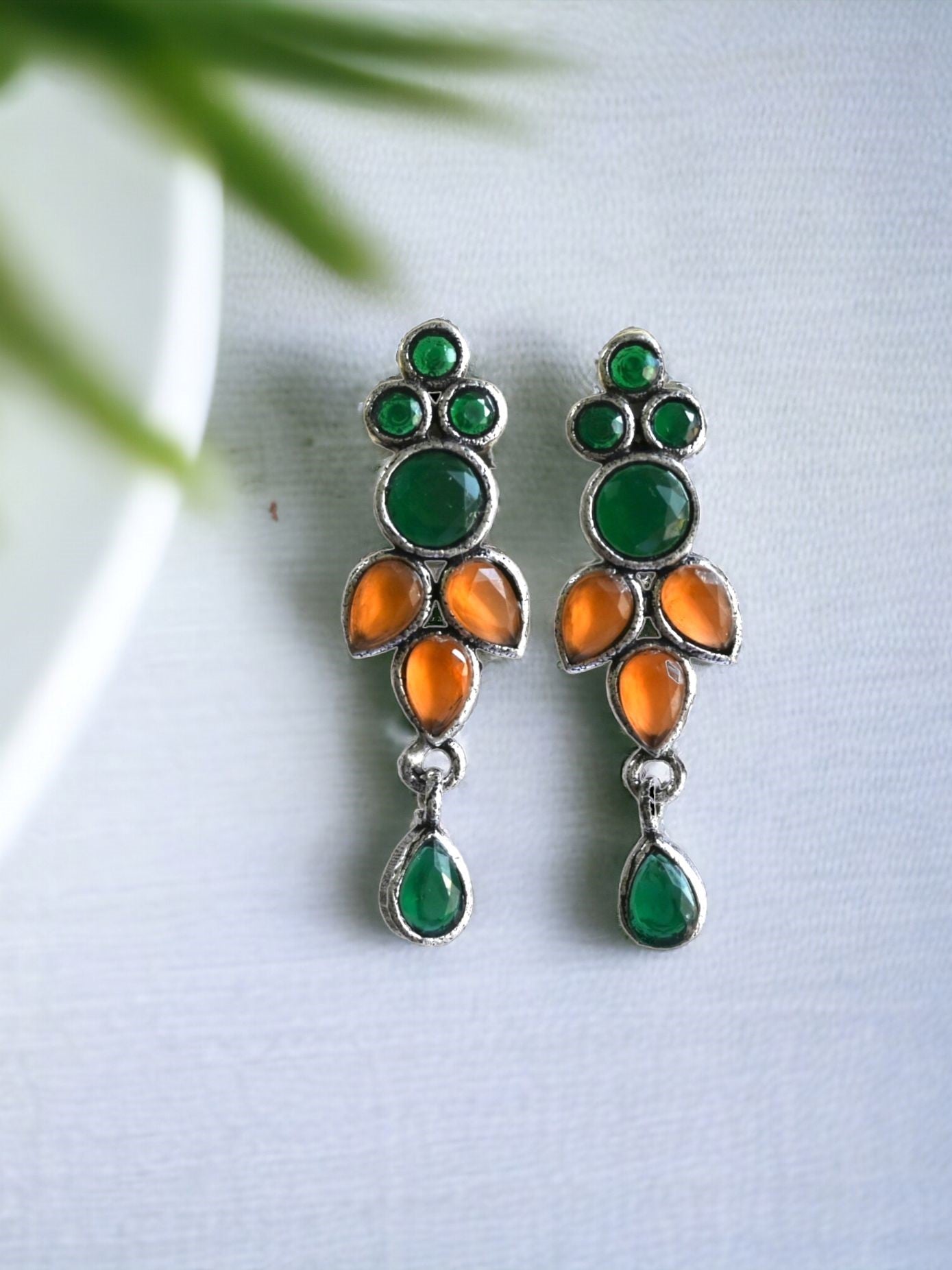 Oxidized Silver Stone Earrings for Everyday Elegance | Sarichka