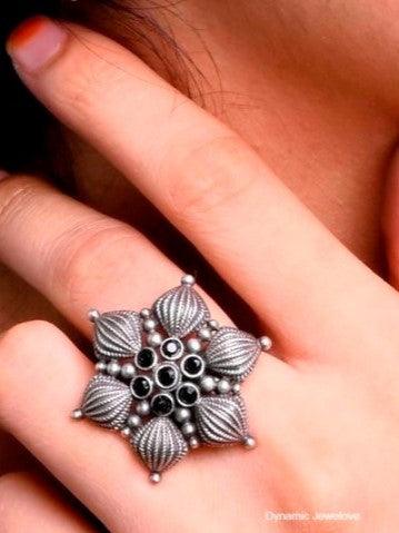 Silver Replica Floral Adjustable Finger Rings for Daily Wear | Sarichka