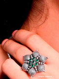 Silver Replica Floral Adjustable Finger Rings for Daily Wear | Sarichka