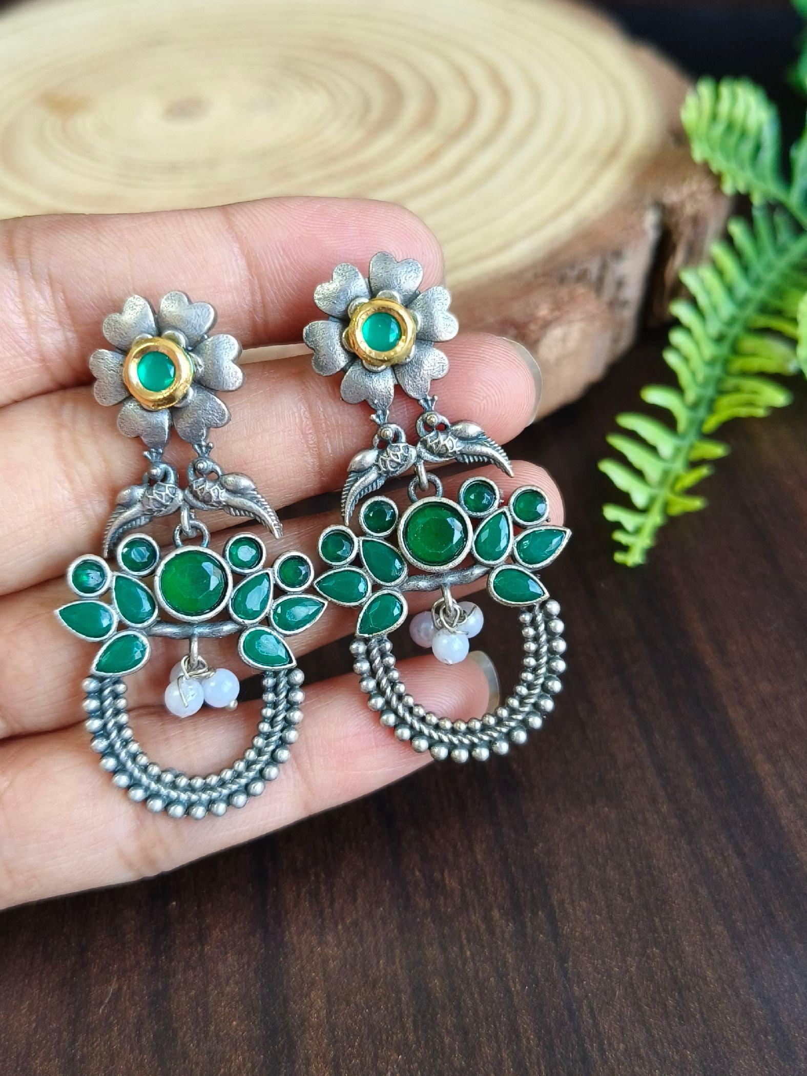 Premium Quality Pearl & Kundan Oxidized Dangler Earrings for Occasions | Sarichka