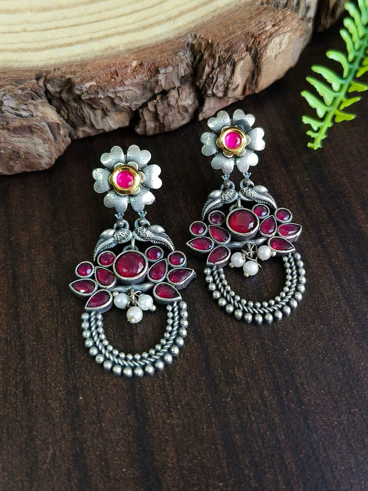 Premium Quality Pearl & Kundan Oxidized Dangler Earrings for Occasions | Sarichka