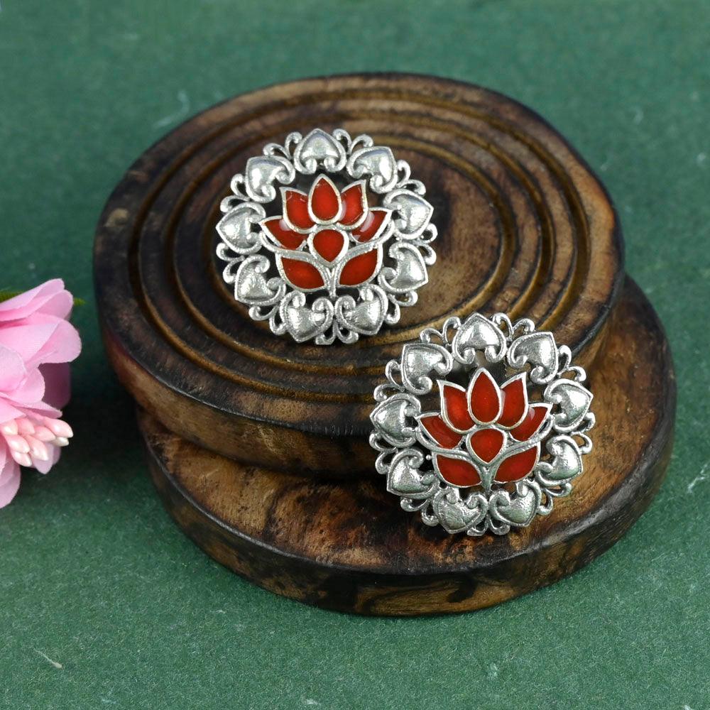 flower meenakari Stud earring
