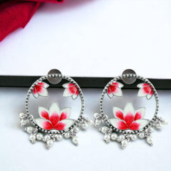 handpainted meenakari lotus earring