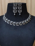 Silver Look-Alike Leaf Style Necklace Set with Dangler Earrings | Sarichka