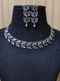 Silver Look-Alike Leaf Style Necklace Set with Dangler Earrings | Sarichka