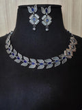 Oxidised Silver Floral Leaf Necklace Set with Dangler Earrings | Sarichka