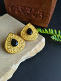 Gold Plated Leaf Design Earrings with Monalisa Stones | Sarichka