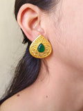 Gold Plated Leaf Design Earrings with Monalisa Stones | Sarichka