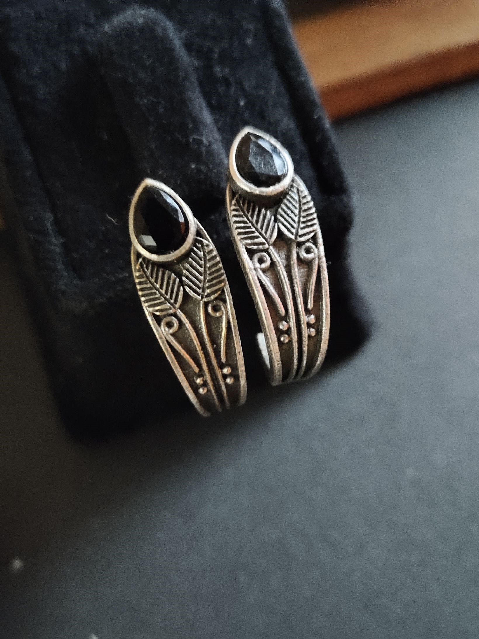 Casual Silver Look-Alike Oxidised Hoop Earrings for Everyday Style | Sarichka