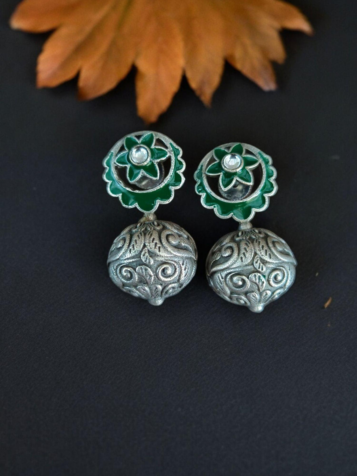 Oxidised Meenakari Hand-Painted Stud Earrings for Elegant Style | Sarichka