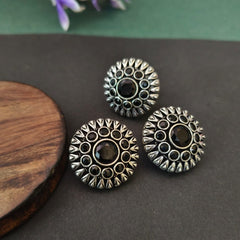 Brass Oxidized Silver Plated Earring & Ring Combo Set