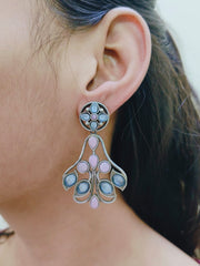 Oxidised stone studded partywear Dangler Earring